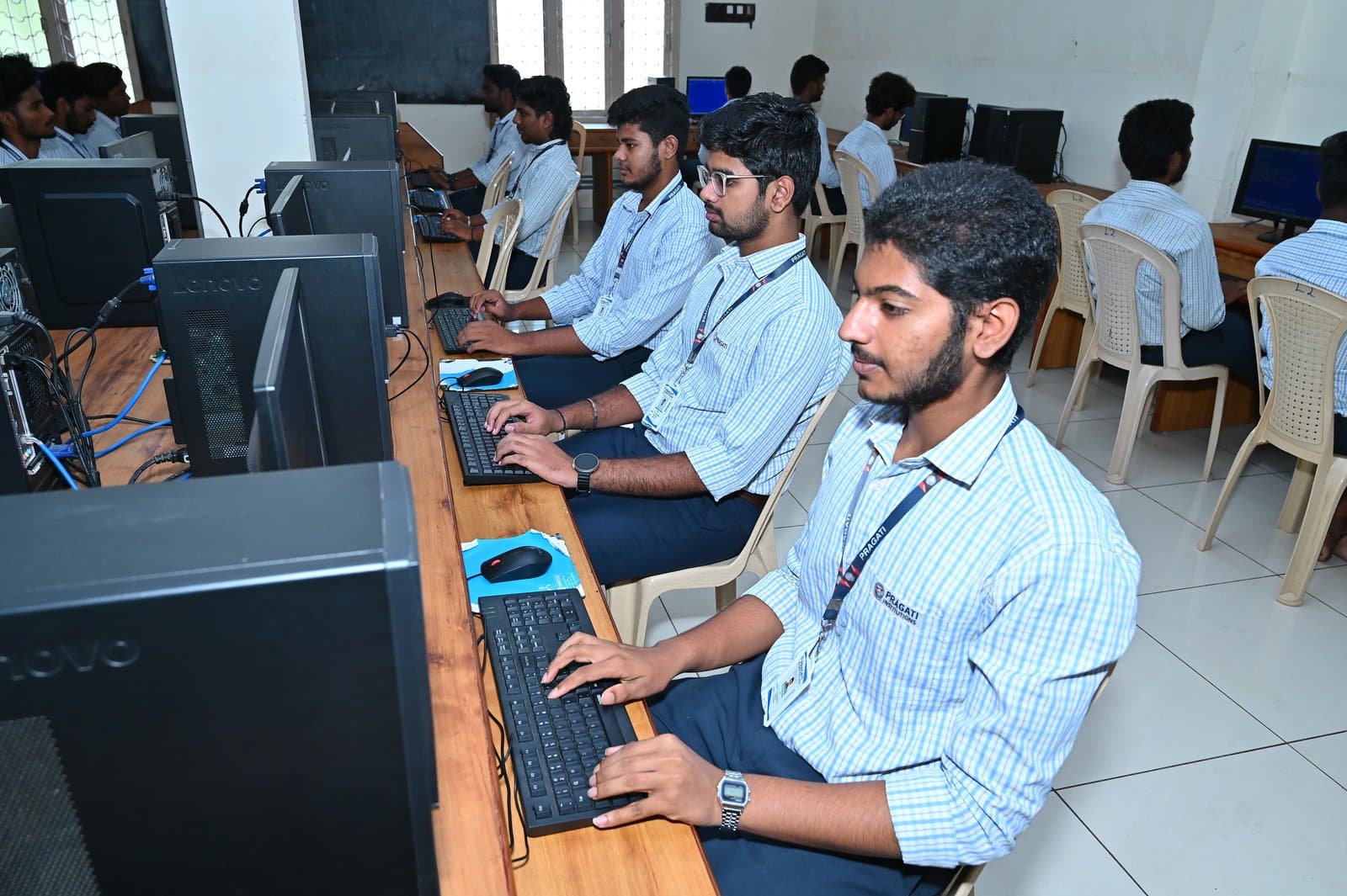 Computer Lab - Row of desktop computers